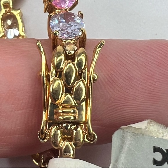 New with Tags 18k Yellow Gold over Sterling Silver Tennis Bracelet - Picture 6 of 8